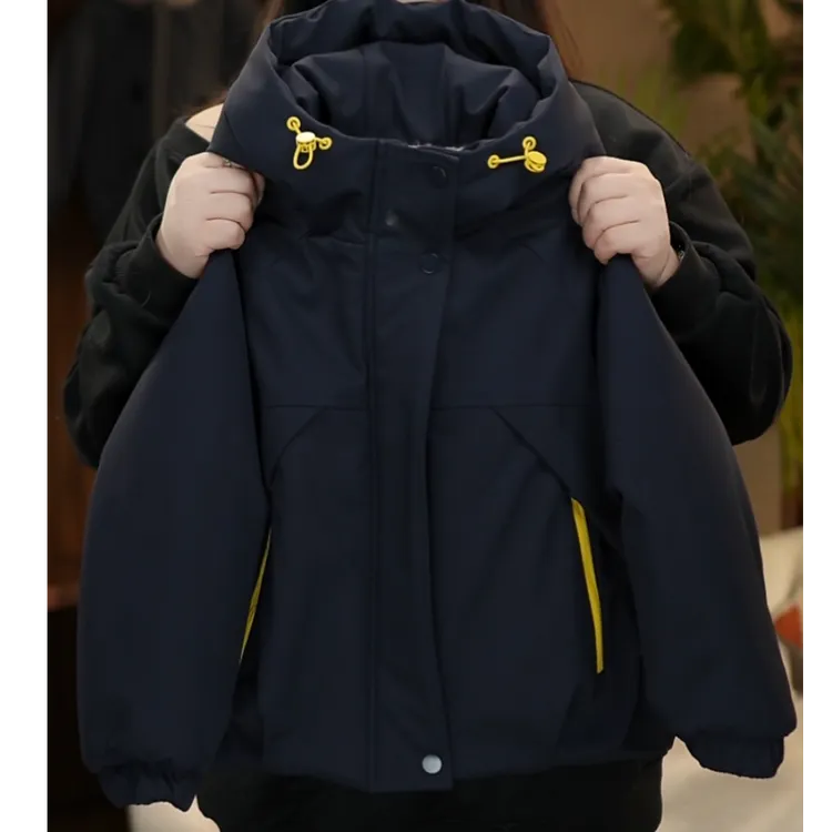 【棒嘟优优】连帽冲锋衣男女童加绒加厚宽松2025冬韩版派克服133