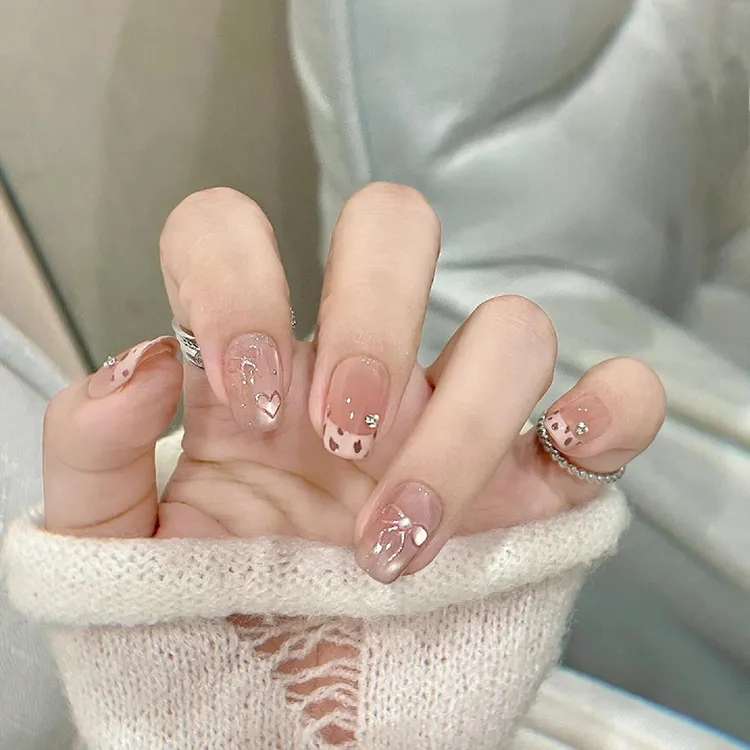 【豹纹奶酪】法式豹纹猫眼美甲穿戴甲短款显白可爱指甲贴手工穿戴甲