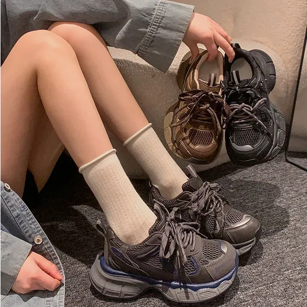 【增高5CM】贾不假小怪兽老爹鞋女2025秋冬新款厚底复古加绒老爹鞋