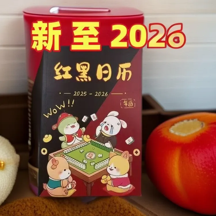 新款麻友专用红黑日历25-26年十二生肖择日策略全年实用日历