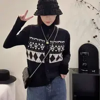 【晴晴精选】秋冬季时尚复古百搭提花圆领无袖针织衫A855#
