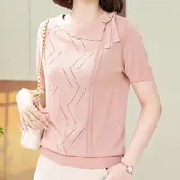 【大婷】妈妈装针织衫圆领短袖T恤女2025年夏季新款宽松百搭上衣410