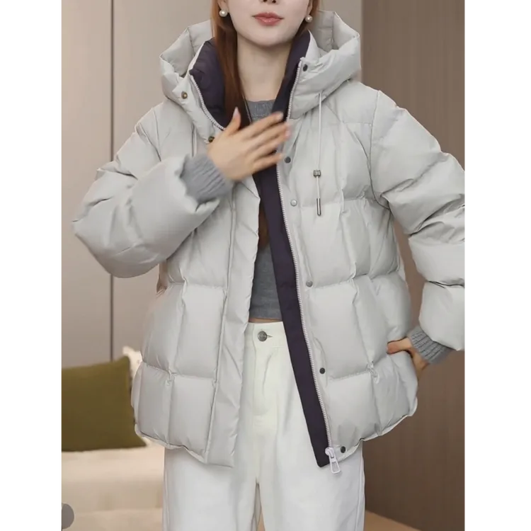 冬季高级感时尚气质百搭连帽棉服女2025新款宽松休闲长袖外套