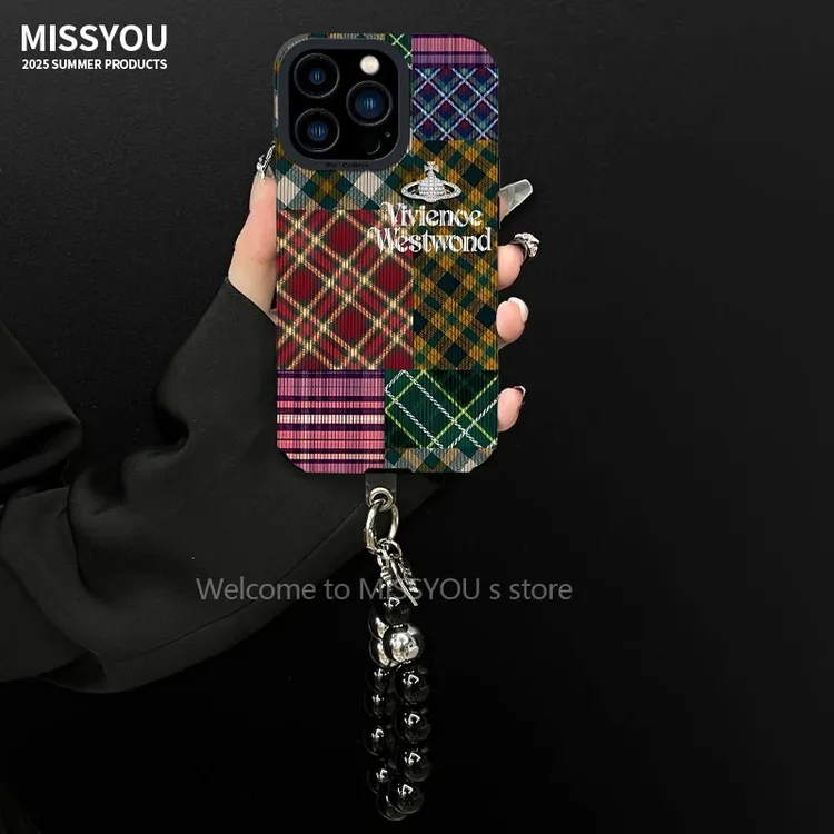 适用【苹果oppo华为vivo小米】潮牌星球复古网格创意挂绳手机壳