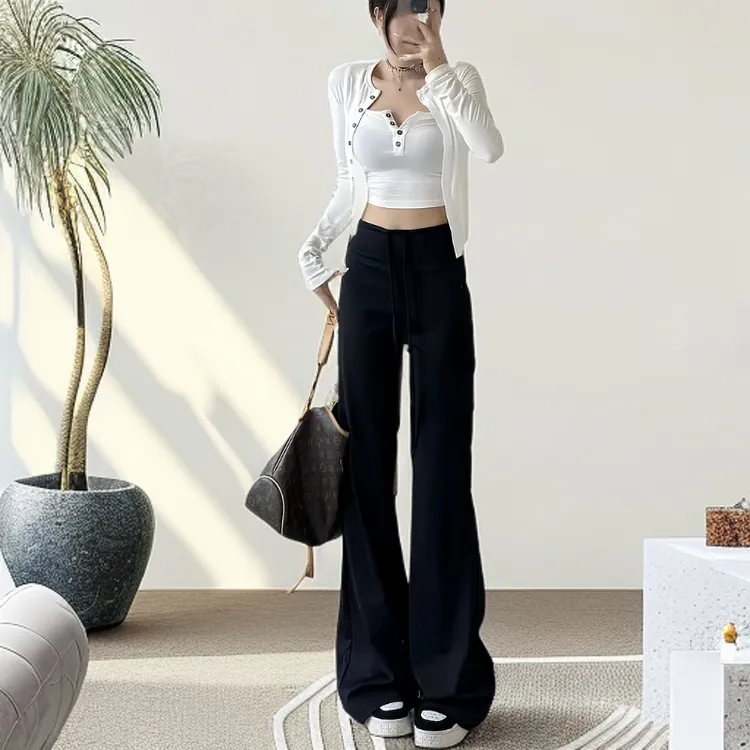 【现货】UPF50+高倍防晒夏季冰凉感直筒微喇版型女休闲裤高腰修身裤