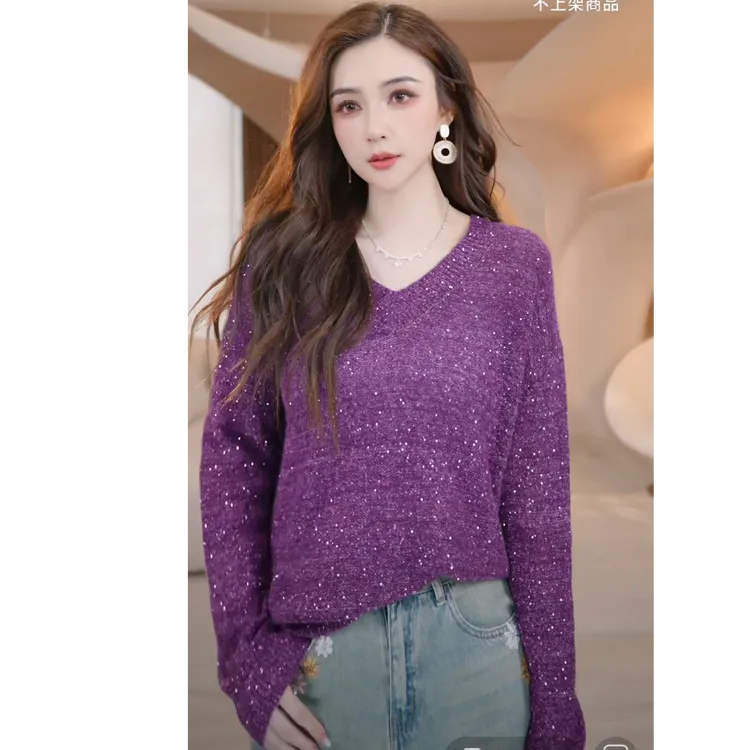 COCO BECCI【璀璨星光】兰精天丝羊毛气质显瘦针织衫CFLJC331126