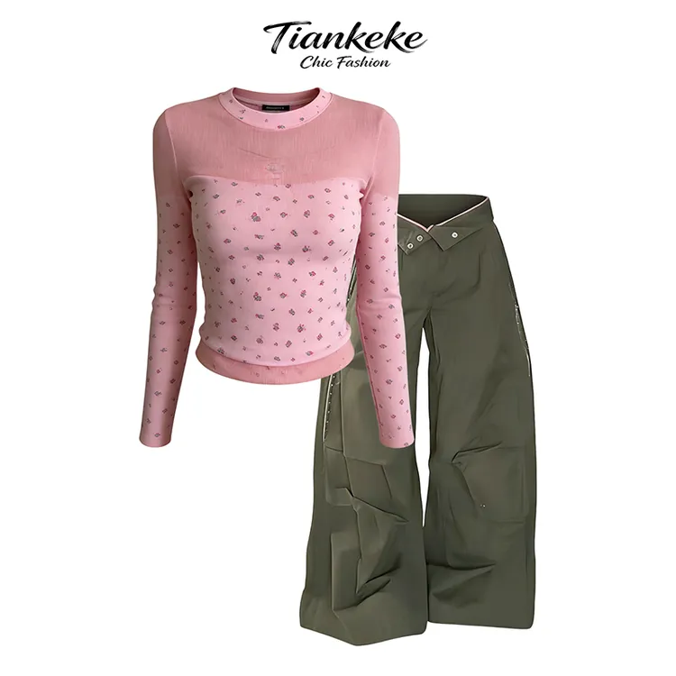 流行一整套2026春季新款时尚设计感修身显瘦上衣裤子两件套