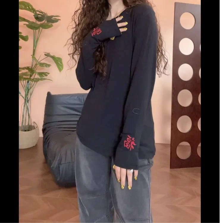 museguhui/木色古汇2391#纯色休闲宽松百搭圆领薄打底T恤