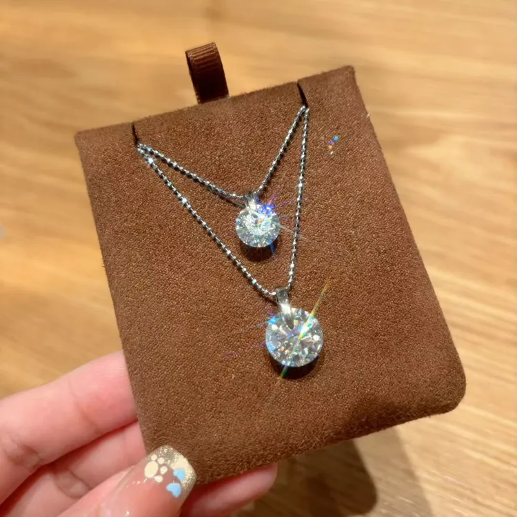 吊坠925银 大颗粒3-5克拉莫桑钻项链纯银S925秋冬新款送女友礼物