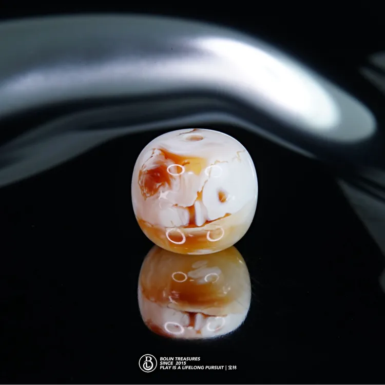 「染霞」10.5mm红橘彩沁妖孽老型  天然琥珀蜜蜡高端手作文玩配饰