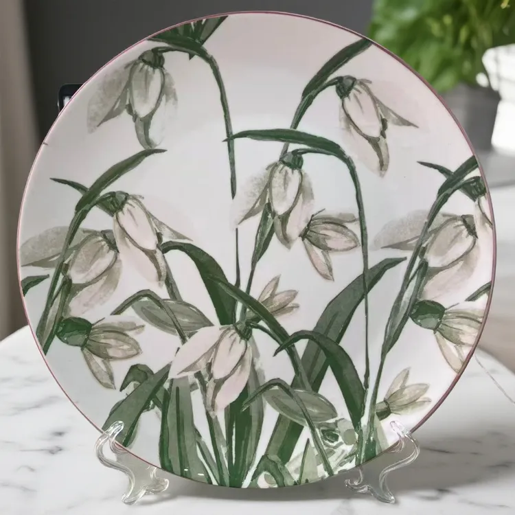 清仓处理3只10.5英寸欧式高端双面哑光釉彩绘陶瓷釉下彩大盘盘子