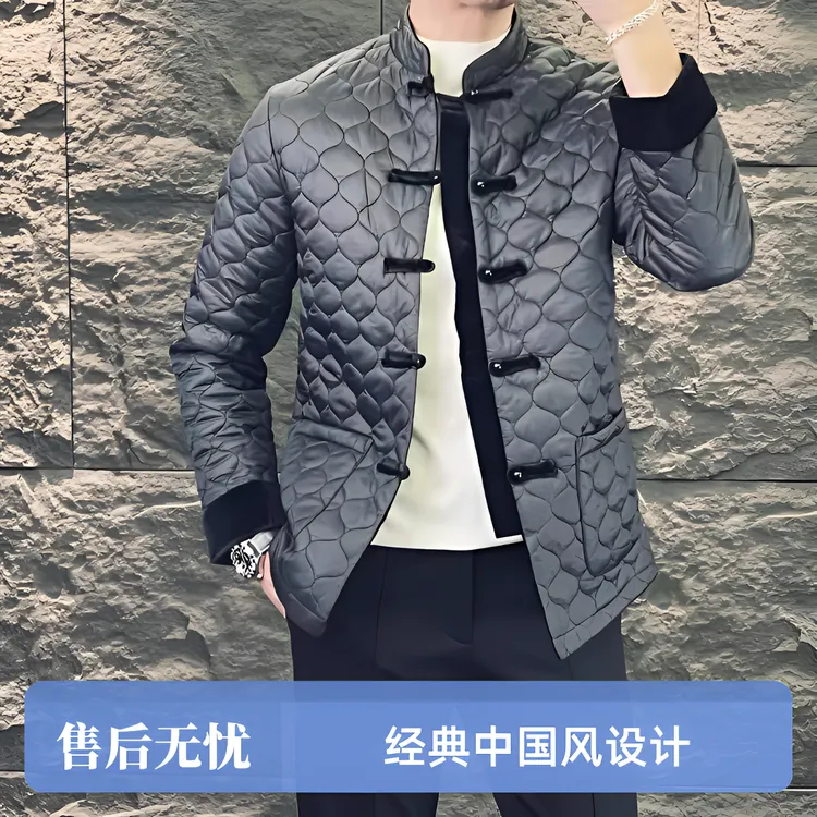 轻奢高品7169男士秋冬时尚休闲新中式风格加棉外套