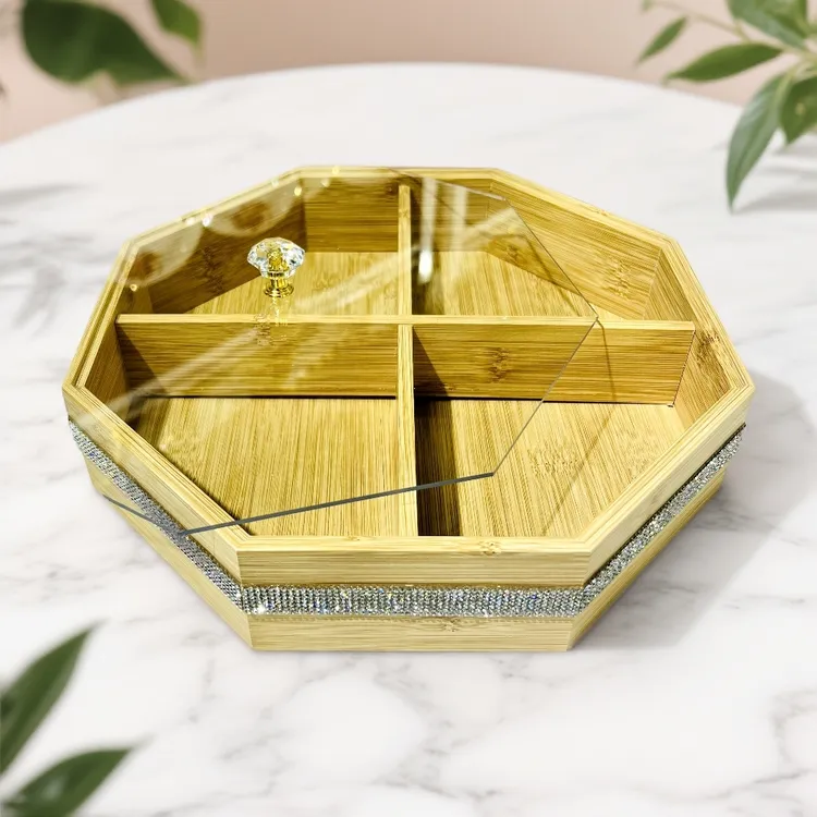 新疆包邮【果盘木质材料】四角型带盖好用好看