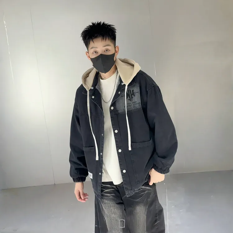 青少年学生休闲牛仔可脱卸帽夹克外套男秋冬潮流百搭外套XFSG5005