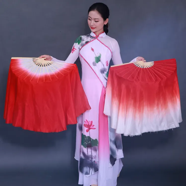 九儿双面大红色扇舞蹈扇红色渐变扇子胶州秧歌扇跳舞扇古典广场舞