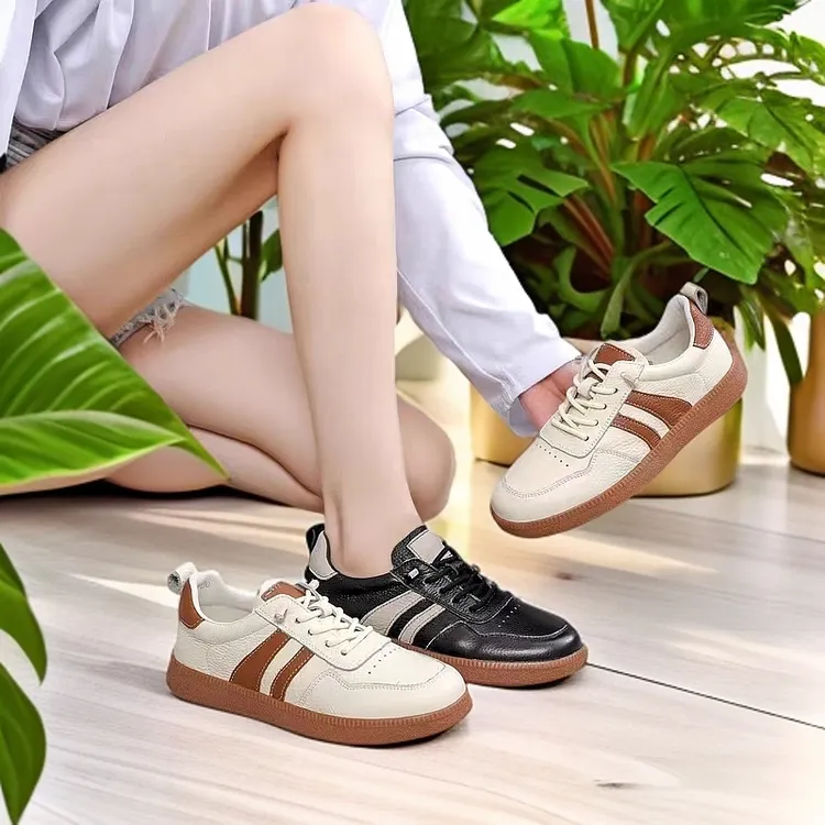 白丽厚底鞋服小白鞋女鞋新款牛皮单鞋时尚软底透气平底百搭休闲鞋