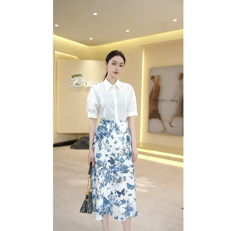 钟老板 2025夏季新款法式通勤短袖衬衣女气质白色职业衬衫上衣