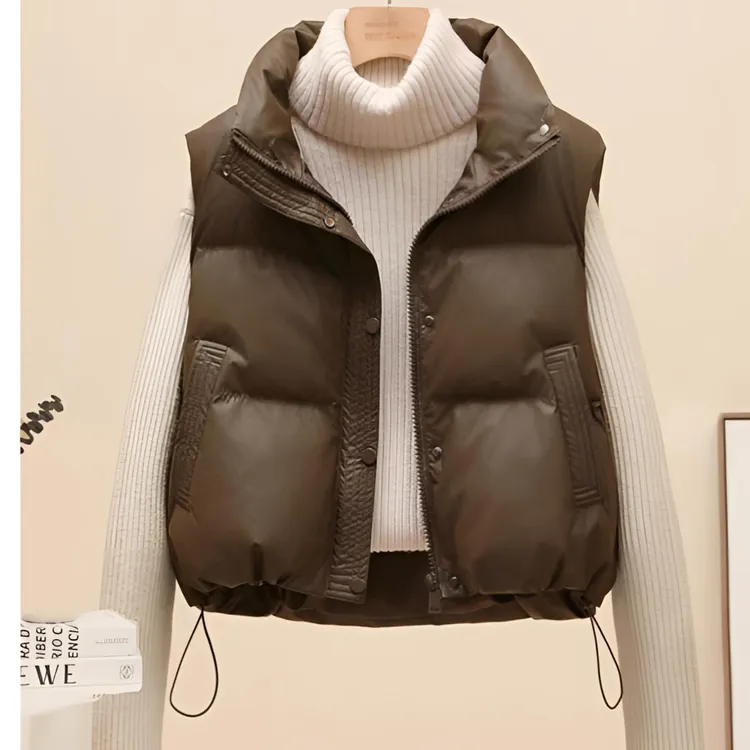 小个子胖mm羽绒棉服马甲女生2024秋冬款免洗宽松显瘦立领外套马夹