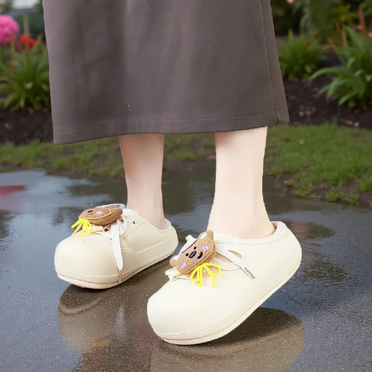 可爱学生棉拖鞋女款2025冬季室内家居卡通包头厚底抗滑防水棉鞋