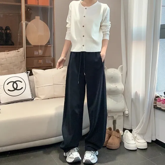 弯刀运动裤女秋季2025年新款宽松卫裤直筒休闲阔腿束脚长裤子