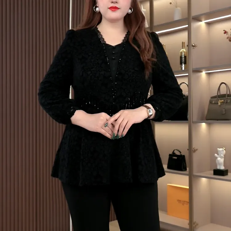 定制大码女装秋冬新款时尚精致显瘦百搭加绒上衣ZSX25A0607