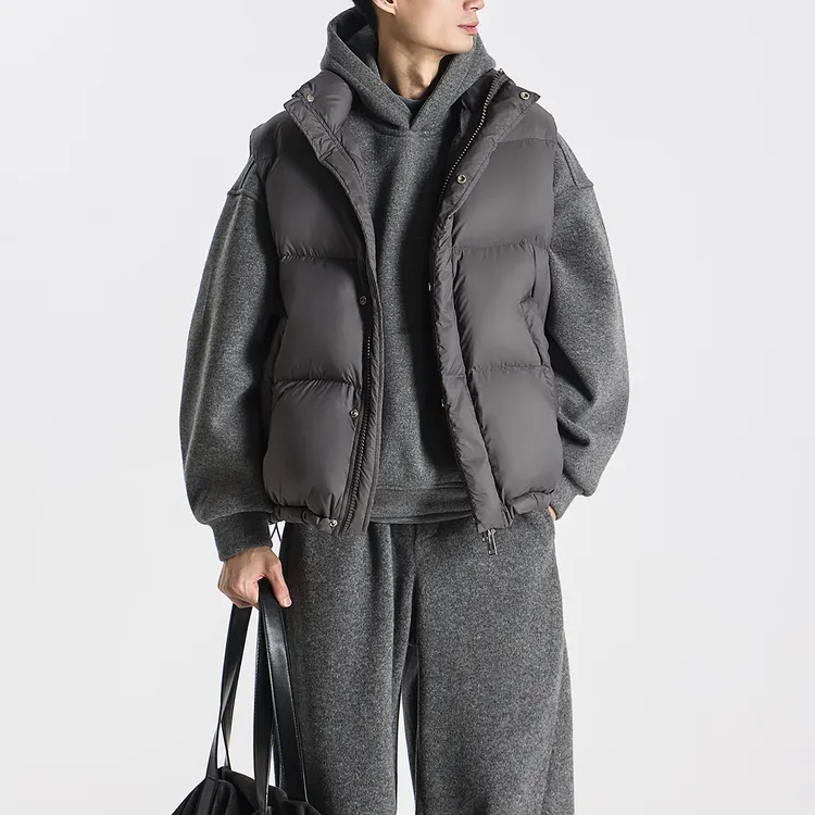 2-300斤大码冬季重力感加厚保暖立领蓬松男士外套休闲通勤风马甲2