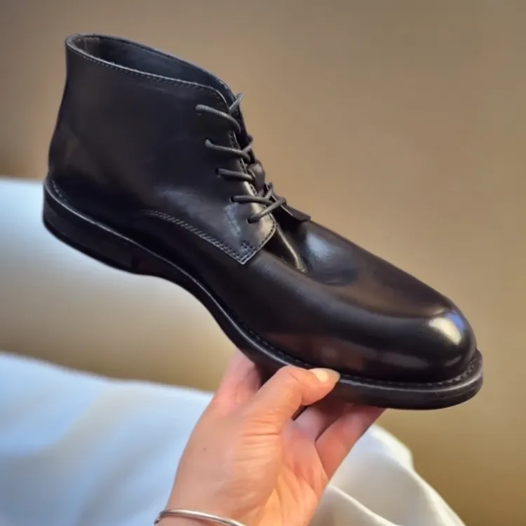 英伦风水洗马皮手工固特异男士商务休闲皮鞋中帮复古正装马丁靴