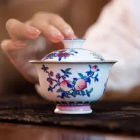 【詺兮清窑】刘阳阳·斗彩三多系列/杯子100毫升/盖碗120毫升/1件