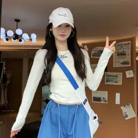 夏春茶长绒棉高弹基础修身打底衫女简约圆领显瘦百搭纯色长袖上衣