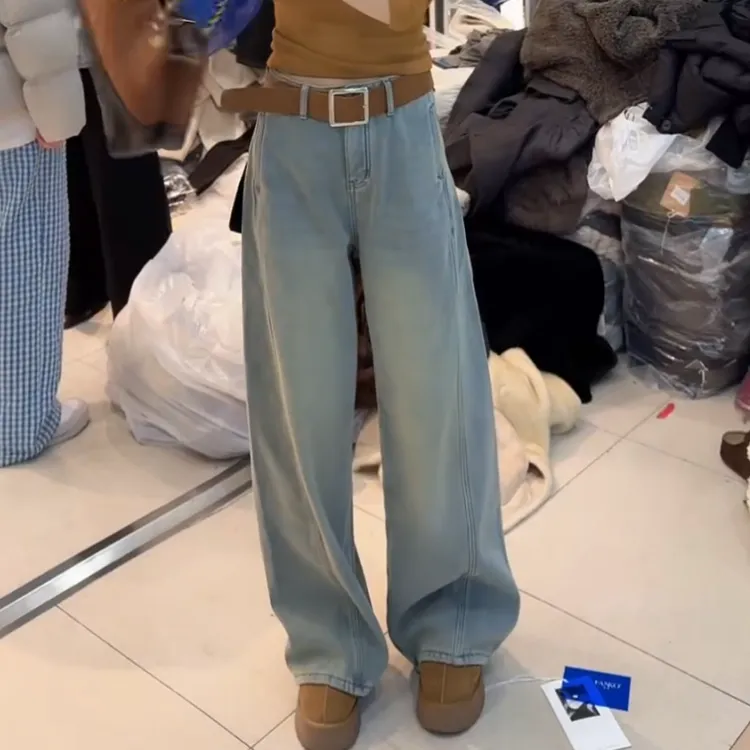 2025秋冬新款水洗牛仔裤高腰休闲风显瘦微弹LK2507692