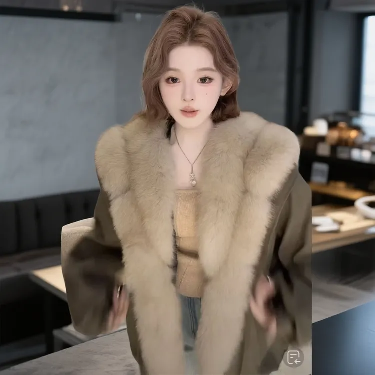 高端女装正品仿狐狸毛环保皮草千金毛毛外套羽绒90派克服零下20