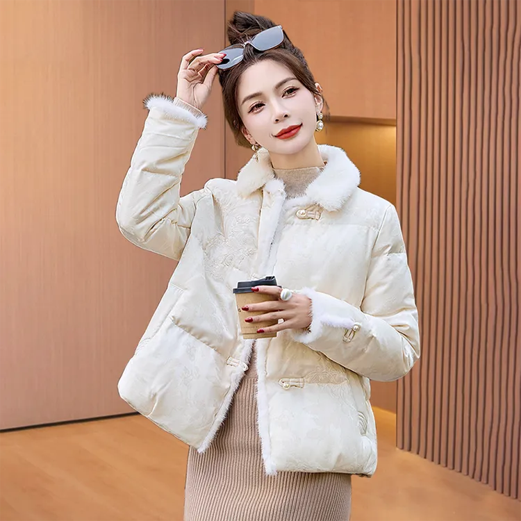 新中式国风棉服女2025秋冬新款短款宽松加厚外套提花刺绣保暖棉衣
