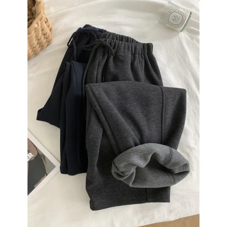 慵懒感加厚百搭九分休闲裤秋冬新款梨形身材小个子显瘦阔腿奶奶裤