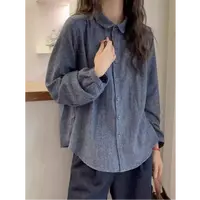 复古小格子高级感磨毛衬衫女春秋百搭七D小众宽松气质衬衣设计