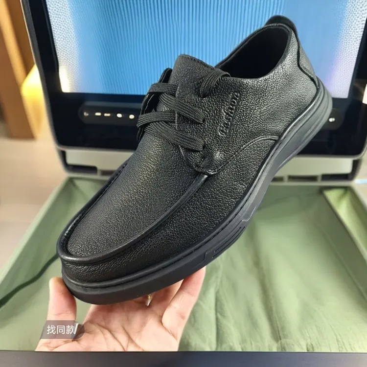 头层羊皮男士软底透气舒适防滑开车黑色真皮休闲鞋爸爸鞋百搭皮鞋