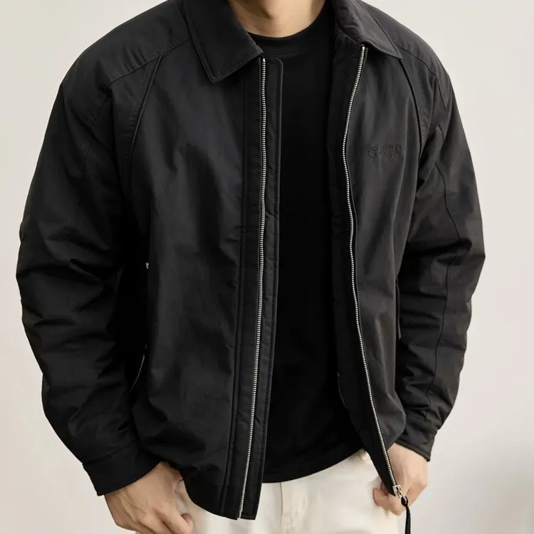 日系复古工装风白鸭绒羽服夹克男冬季字母刺绣短宽版型外套