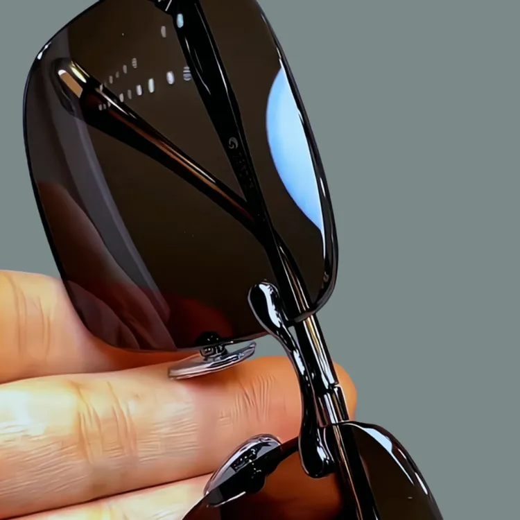 真石头水晶眼镜防紫外线中深色方圆时尚高档茶色复古个性无框墨镜