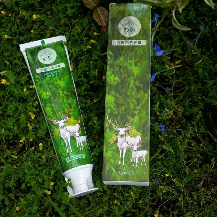 白鹿白茶植物萃取牙膏128g薄荷舒缓去垢清新护龈养护草本