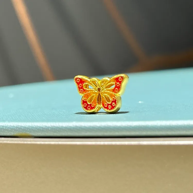 明牌珠宝楼哥甄选 足金999 花丝蝴蝶 绿红