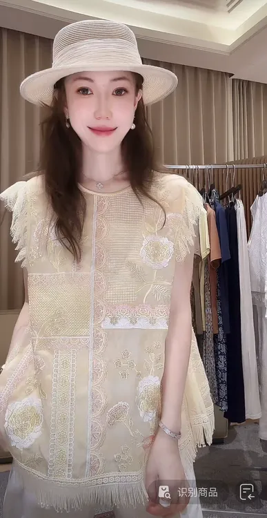 DEDM•STUDIO/100%桑蚕丝复古小众重工刺绣背心上衣2505BX/75055