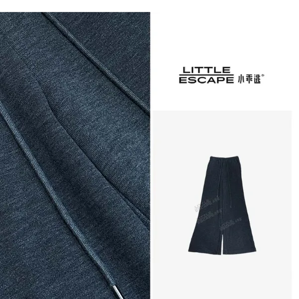 小乖逃休闲时尚绒深灰色长裤百搭喇叭休闲裤ZA百搭款250899