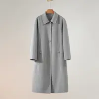 西子/高级大气双面呢长款灰色大衣/DYYF167