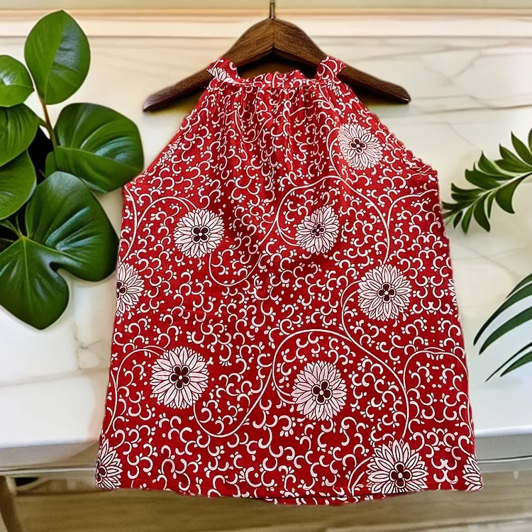 儿童挂脖背心#百分桑蚕丝#印花透气