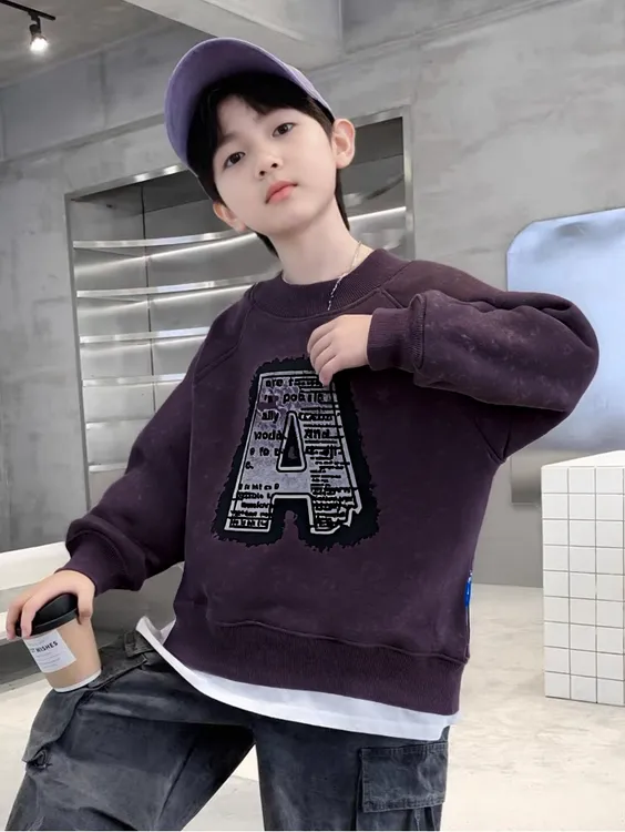 男童卫衣春秋新款2025男孩上衣中大童学生儿童帅气打底衫休闲