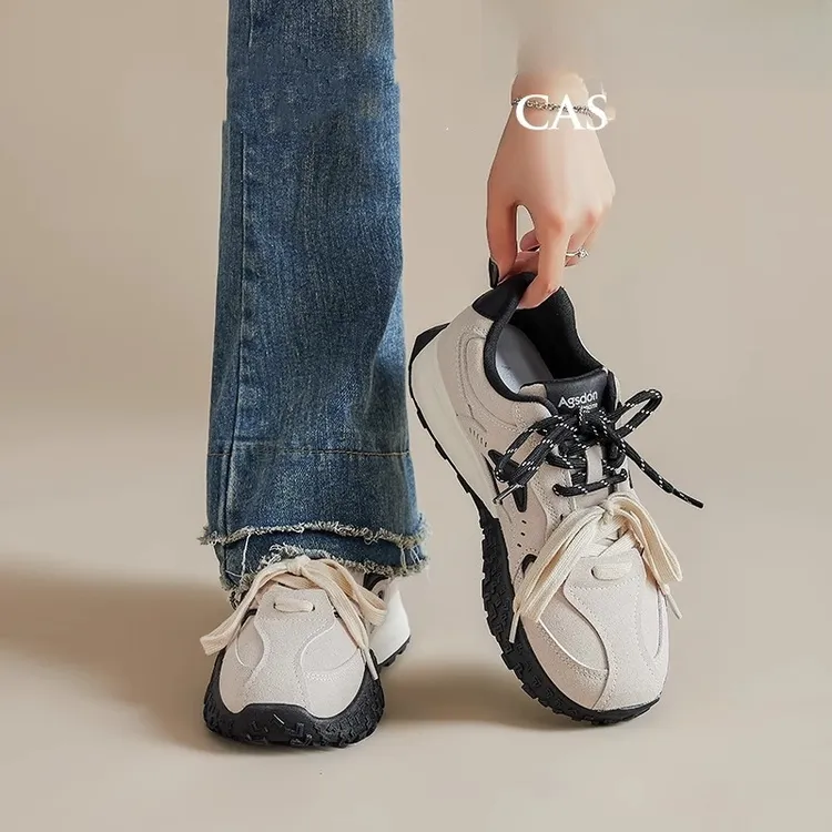 卓诗尼【断码清仓】运动阿甘女鞋2025新款百搭休闲轻便厚底德训增高