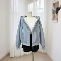 1811加绒加厚双拉链连帽外套女款时尚百搭简约外套