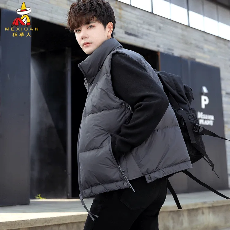 稻草人痞帅轻便羽绒服马甲男秋冬季潮牌爆款修身加厚背心保暖外套