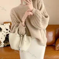 【ART ME】绵羊毛混纺麻花肌理慵懒舒适三色上衣w24378