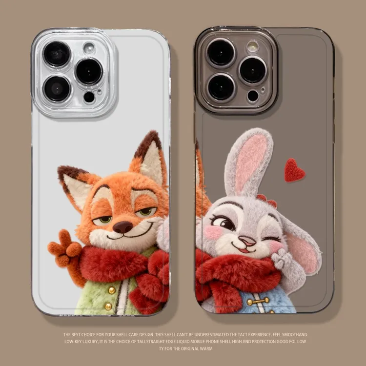 毛绒尼克朱迪适用苹果17手机壳新款华为可爱vivo情侣小米OPPO防摔