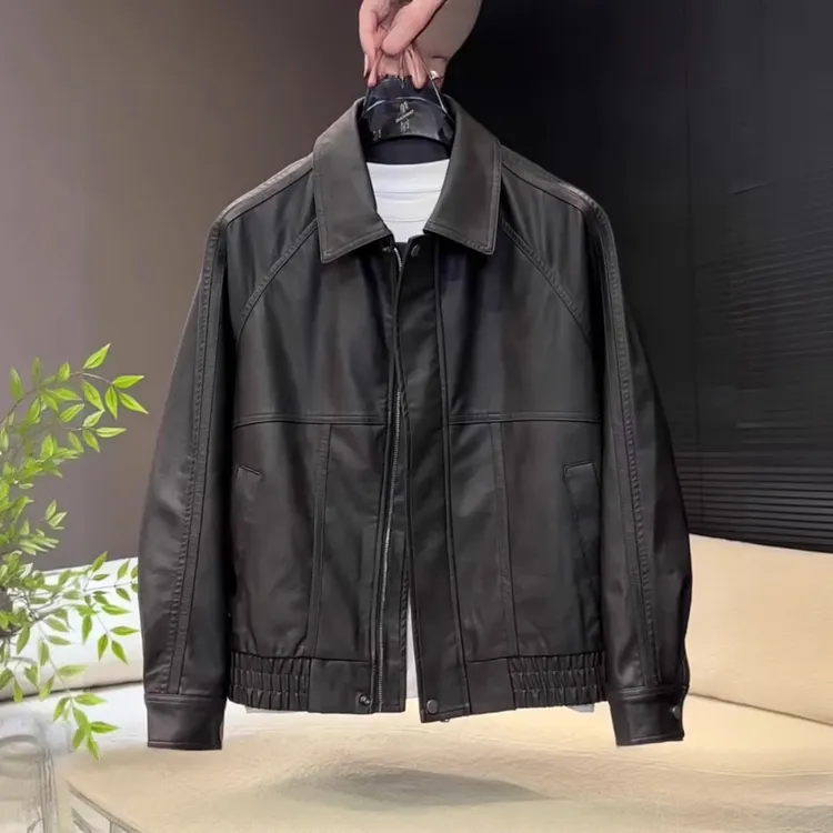 欧美风复古皮衣男士外套秋冬季2025新款高级感水洗飞行员皮夹克男